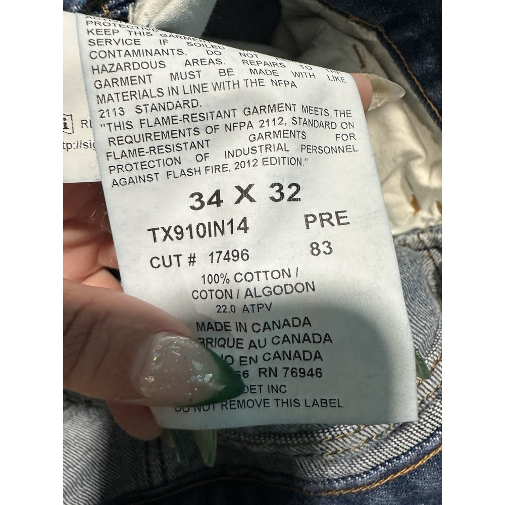 Big Bill‎ Flame Resistant Dark Wash Jeans 34x32 Cat 2 ARC Rated - Picture 9 of 10